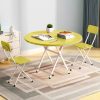 Dining Table Portable Round Surface Space Saving Folding Desk Home Decor – Yellow, 2