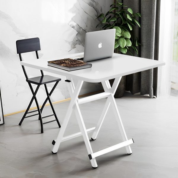 Dining Table Portable Square Surface Space Saving Folding Desk Home Decor – White, 1