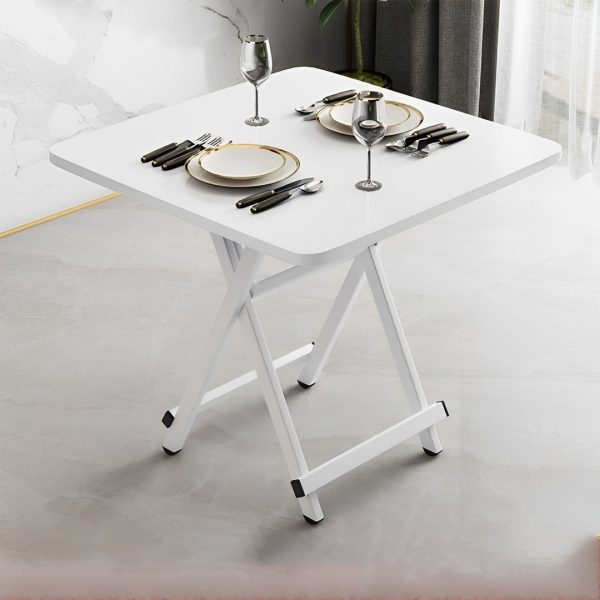 Dining Table Portable Square Surface Space Saving Folding Desk Home Decor – White, 1