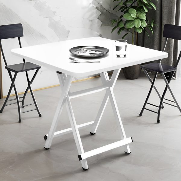 Dining Table Portable Square Surface Space Saving Folding Desk Home Decor – White, 1