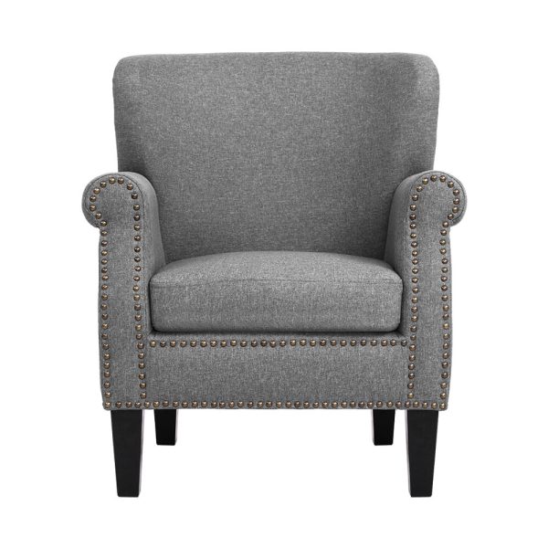 Armchair Accent Chair Retro Armchairs Lounge Accent Chair Single Sofa Linen Fabric Seat Grey