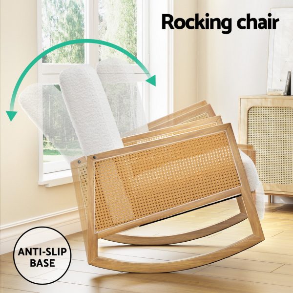 Rocking Chair Armchair Boucle Accent Chairs Sherpa Upholstered White