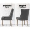 Set of 2 Dining Chair Beige CAYES French Provincial Chairs Wooden Retro Cafe – Grey, Polyester