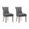 Set of 2 Dining Chair Beige CAYES French Provincial Chairs Wooden Retro Cafe – Grey, Polyester