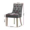 Set of 2 Dining Chair Beige CAYES French Provincial Chairs Wooden Retro Cafe – Grey, Polyester