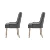 Set of 2 Dining Chair Beige CAYES French Provincial Chairs Wooden Retro Cafe – Grey, Polyester