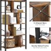 4-Tier Industrial Bookshelf Stable Iron Frame, Rustic Brown