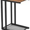 Bedside Table with Mesh Shelf, Rustic Brown