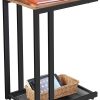 Bedside Table with Mesh Shelf, Rustic Brown