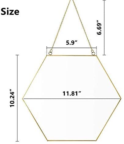 Hexagon Hanging Wall Mirror Decor (Gold Color)
