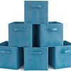 Pack of 6 Foldable Fabric Basket Bin,  Collapsible Storage Cube for Nursery, Office, Home Decor, Shelf Cabinet, Cube Organizers (Niagra Blue)