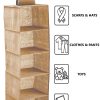 2 Pack 5-Tier Shelf Hanging Closet Organizer and Storage for Clothes (Beige)