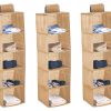 3 Pack 5-Tier Shelf Hanging Closet Organizer and Storage for Clothes (Beige)