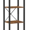 Small 6-Tier Industrial Bookshelf, Rustic Brown, Black