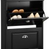 Shoe Cabinet 2 Drawers Storage Cupboard Black