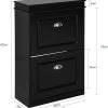 Shoe Cabinet 2 Drawers Storage Cupboard Black