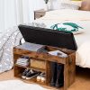 Shoe Storage Bench with Padded Cushion,Flip-Open Storage Box and Adjustable Shelf for Entryway and Living Room