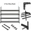 4-Tier Stainless Steel Shoe Rack Storage Organizer to Hold up to 20 Pairs of Shoes (80cm, Black)