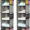 2 Pack 5 Foldable Shelf Hanging Closet Organizer Space Saver with Side Accessories Pockets for Clothes Storage