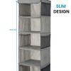2 Pack 5 Foldable Shelf Hanging Closet Organizer Space Saver with Side Accessories Pockets for Clothes Storage