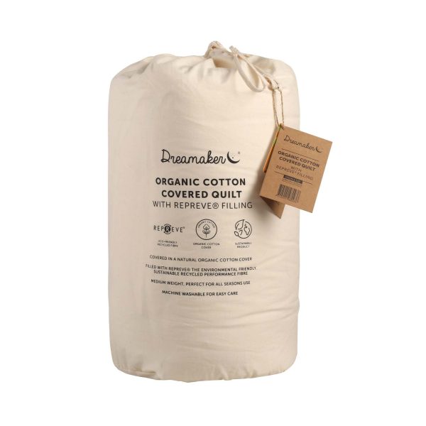 Dreamaker Organic Cotton Covered Quilt 350Gsm Bed – QUEEN