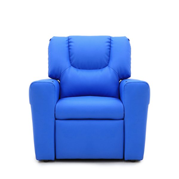 Blue Kids push back recliner chair with cup holder