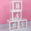 4Pcs/Set BABY Balloon Box Cube Blue Boxes Birthday Boy Baby Shower Party Wedding White