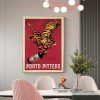 Wall Art 100cmx150cm Porto Pitters Vintage Gold Frame Canvas