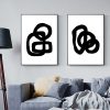 40cmx60cm Black and White 2 Sets Black Frame Canvas Wall Art