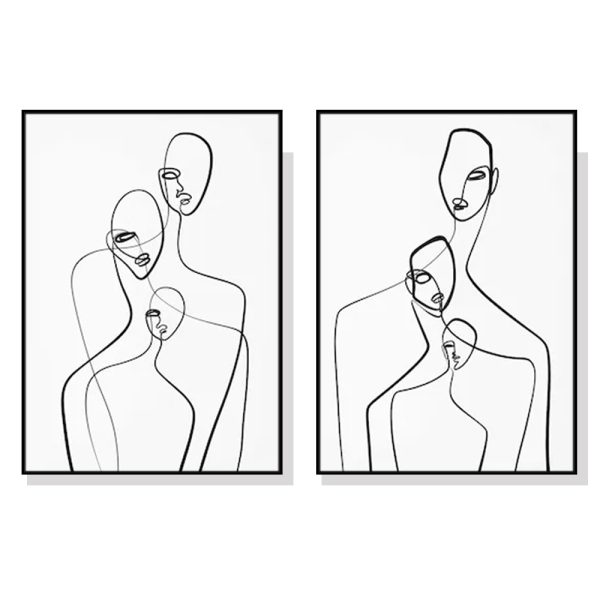 90cmx135cm Abstract Figures 2 Sets Black Frame Canvas Wall Art