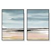 50cmx70cm Pink Beach Landscape 2 Sets Black Frame Canvas Wall Art