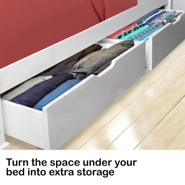 Kingston Sl2x Under Bed Storage Drawers White Pine Wooden Wheels
