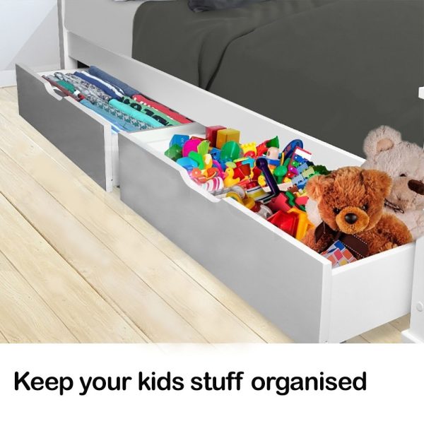 Kingston Sl2x Under Bed Storage Drawers White Pine Wooden Wheels