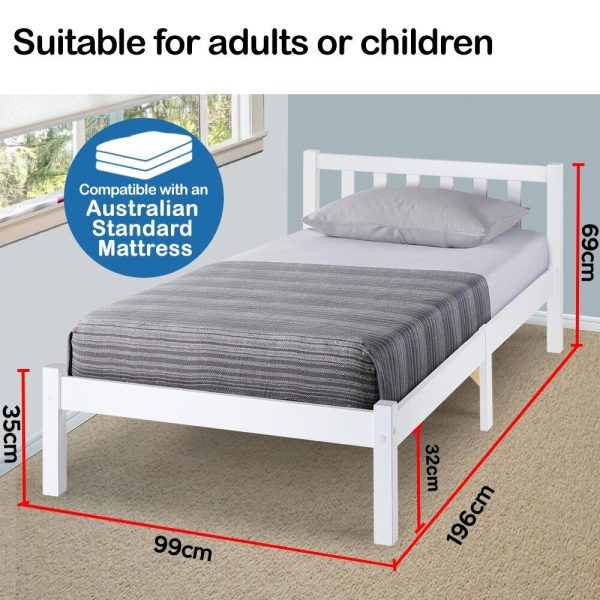Korora Single Wooden Pine Bed Frame Timber Kids Adults Contemporary Bedroom Furniture