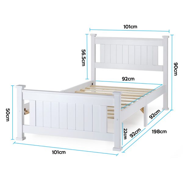 Eden Single Wooden Bed Frame Base White Pine Adult Bedroom Furniture Timber Slat
