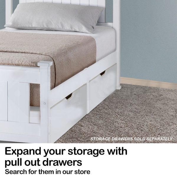 Eden Single Wooden Bed Frame Base White Pine Adult Bedroom Furniture Timber Slat
