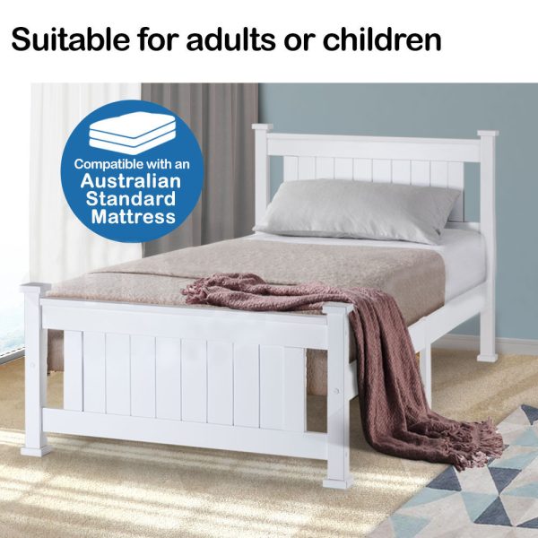 Eden Single Wooden Bed Frame Base White Pine Adult Bedroom Furniture Timber Slat
