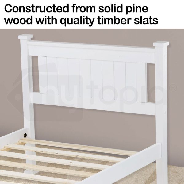 Eden Single Wooden Bed Frame Base White Pine Adult Bedroom Furniture Timber Slat