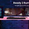 OVERDRIVE Gaming PC Desk Carbon Fiber Style, Pink and Black, with Headset Holder, Gaming Mouse Pad