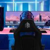 OVERDRIVE Gaming PC Desk Carbon Fiber Style, Pink and Black, with Headset Holder, Gaming Mouse Pad