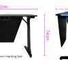 OVERDRIVE Gaming Desk 120cm  Computer Black PC Blue LED Lights Carbon Fiber Look