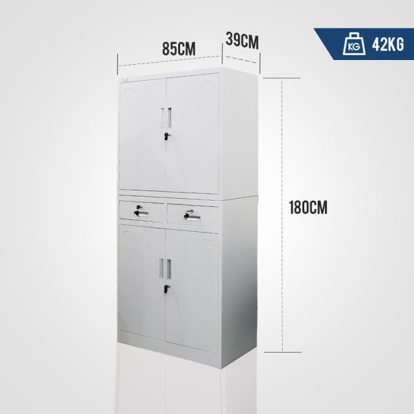 Stationery Cabinet Office Home Storage Metal Lockable 4 Door Cupboard Drawers