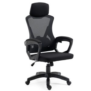 FORTIA Ergonomic Mesh Office Chair Computer Seat with Headrest Adjustable Recline – Black