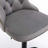 2x Height Adjustable Swivel Bar Stool Velvet Nailhead Barstool with Footrest – Grey