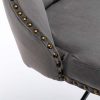 2x Height Adjustable Swivel Bar Stool Velvet Nailhead Barstool with Footrest – Grey