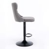 2x Height Adjustable Swivel Bar Stool Velvet Nailhead Barstool with Footrest – Grey