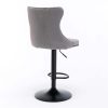 2x Height Adjustable Swivel Bar Stool Velvet Nailhead Barstool with Footrest – Grey
