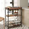 3 Tiers Kitchen Serving Wine Cart Trolley with Wine Rack (Walnut) EK-STWR-100-YXH