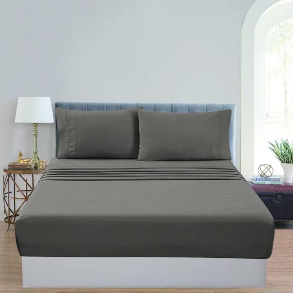 4 Pcs Bed Sheet Set 1000 Thread Count Ultra Soft Microfiber – Single (Grey) GO-BS-109-XS