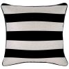 Cushion Cover-With Black Piping-Deck Stripe Black / Natural Base – 45×45 cm
